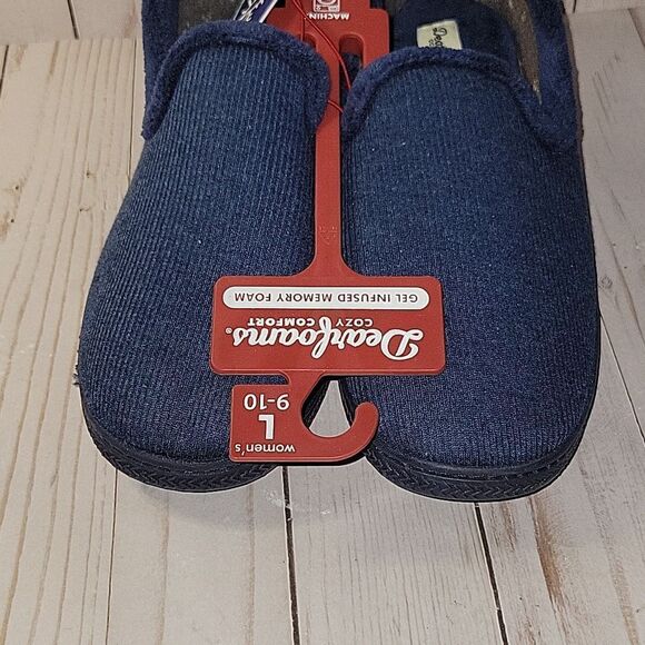 NWT Dearfoams Womens Blue Cozy Comfort Memory Foam Slipper Shoes 9/10 - Picture 4 of 7